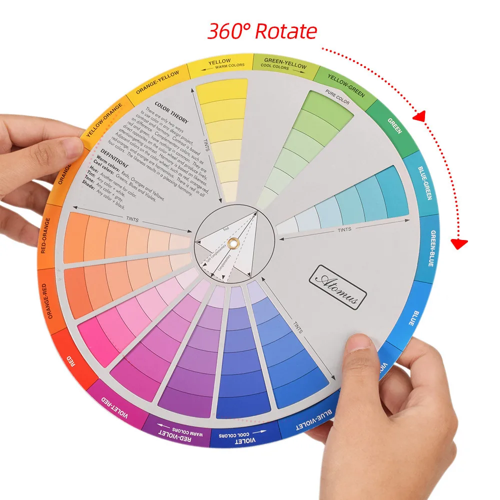 Rueda de colores para tatuaje, suministros de tarjetas de papel de pigmento, guía de mezcla de tres niveles, círculo Central giratorio, accesorios para tatuaje, 12/18 colores