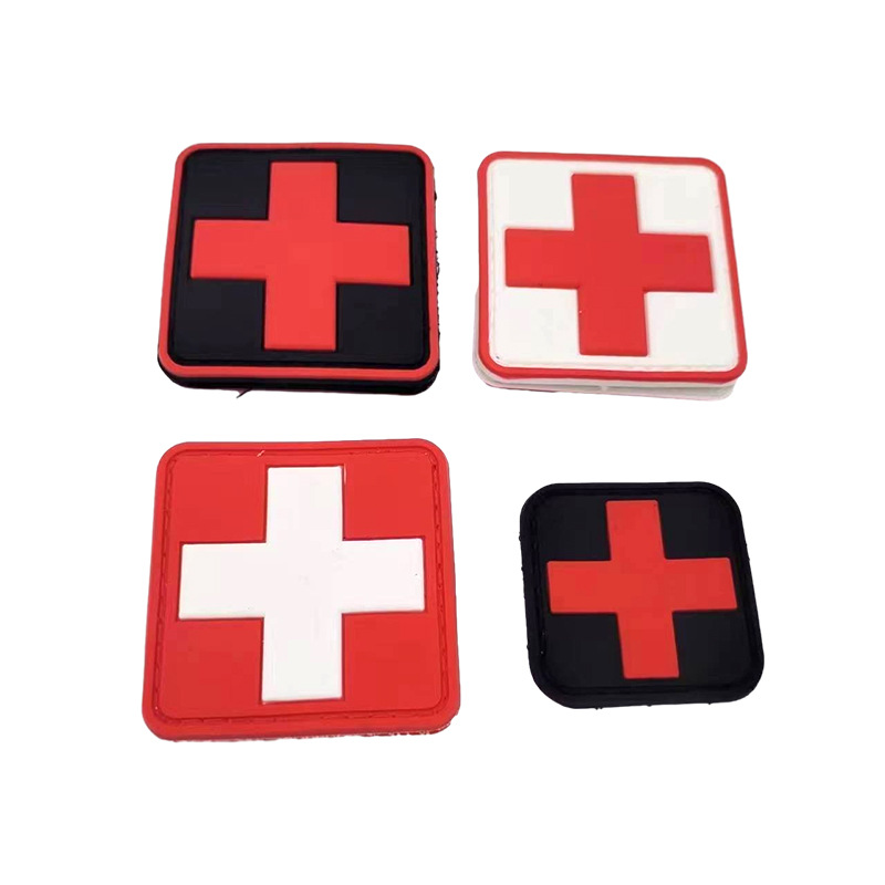 Red Cross Emblem 3D PVC Tactical Patch Hook Backing Attachments for Outdoor Backpack Rubber Medical Badge Rescue Gear Wholesale