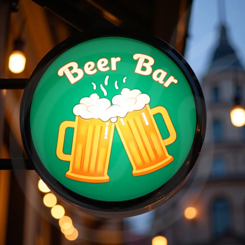 Caja de luz LED redonda impermeable personalizada para restaurantes, letrero publicitario acrílico de doble cara, soporte de pared iluminado