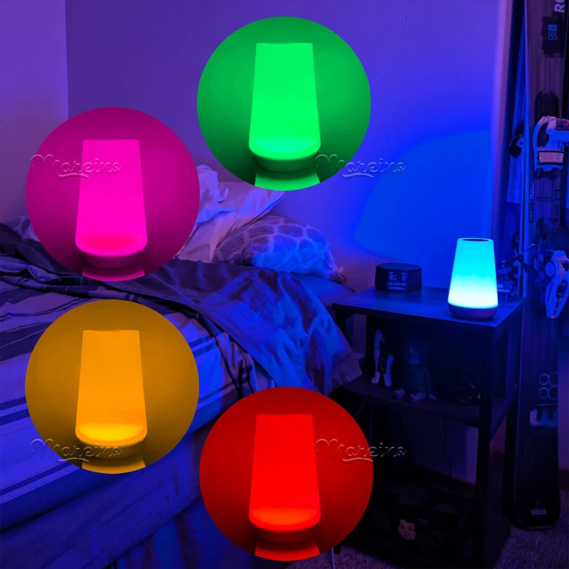 Controle remoto rgb 13 cores mudando luz noturna toque regulável lâmpada portátil mesa lâmpadas de cabeceira usb recarregável noite lâmpada