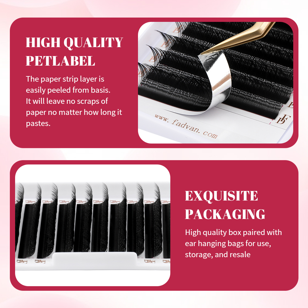 FADVAN YY Форма наращивания ресниц 2D/3D Искусственная норка L+/L/LU(M)/C/D/DD 8-15 мм Черный/Коричневый Готовое наращивание ресниц с разрезным кончиком