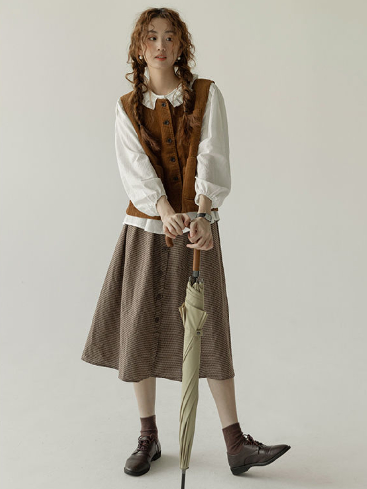 Westen Frauen Retro Lose Herbst Japanischen Stil Solide Alle-spiel Komfortable Cord Design Warme Einfache Student Freizeit Schöne Neue