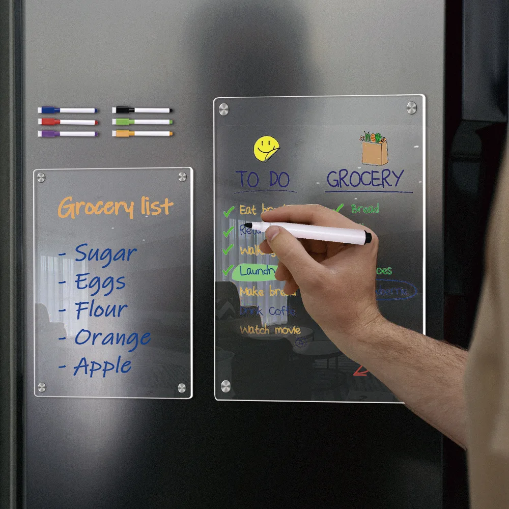 แม่เหล็กอะคริลิคใสแผนสัปดาห์กระดานข้อความ Scratchable แม่เหล็กตู้เย็นสติกเกอร์