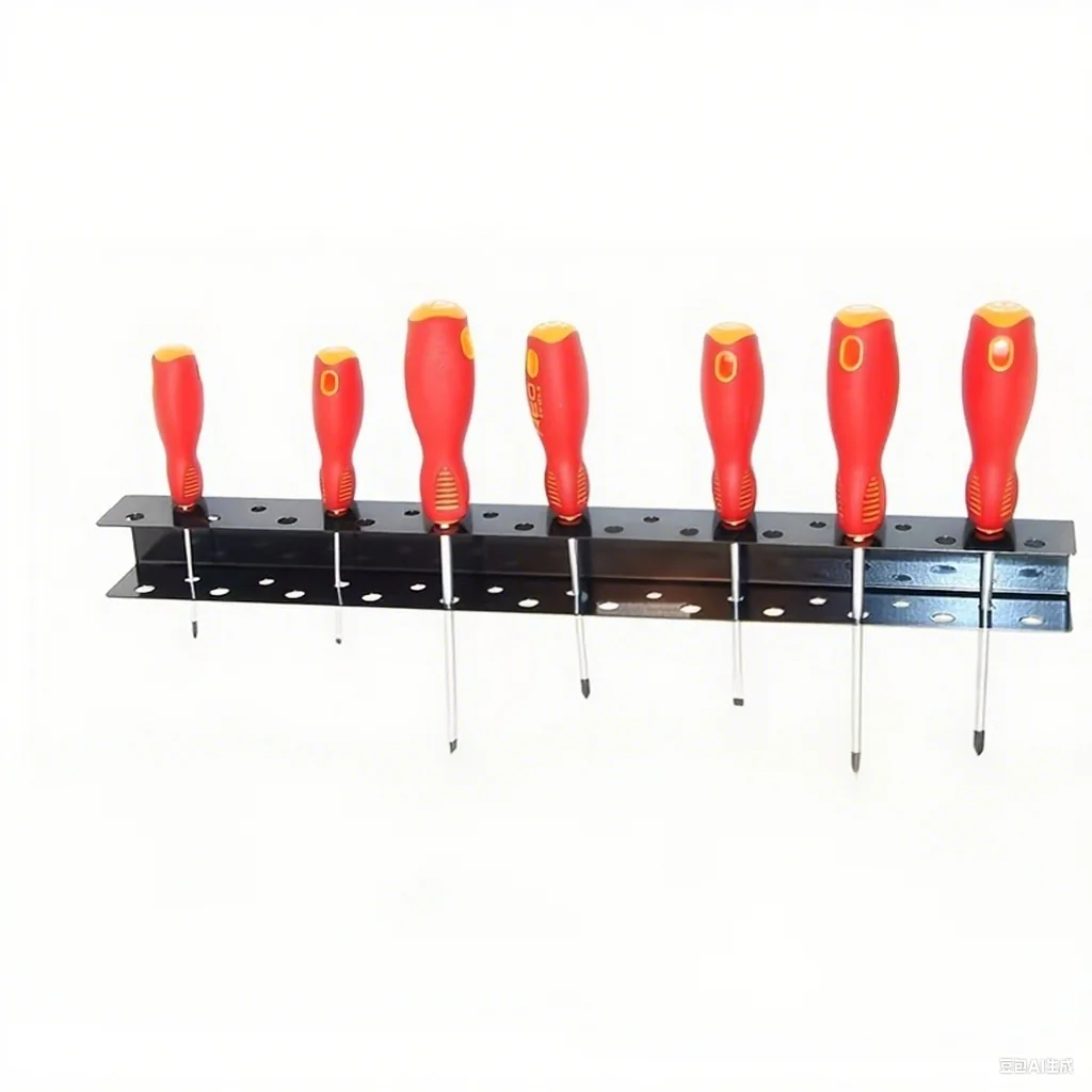 23-hole screwdriver storage rack - Space-saving multi-hole metal rack for tool storage, suitable for garage and workshop organiz