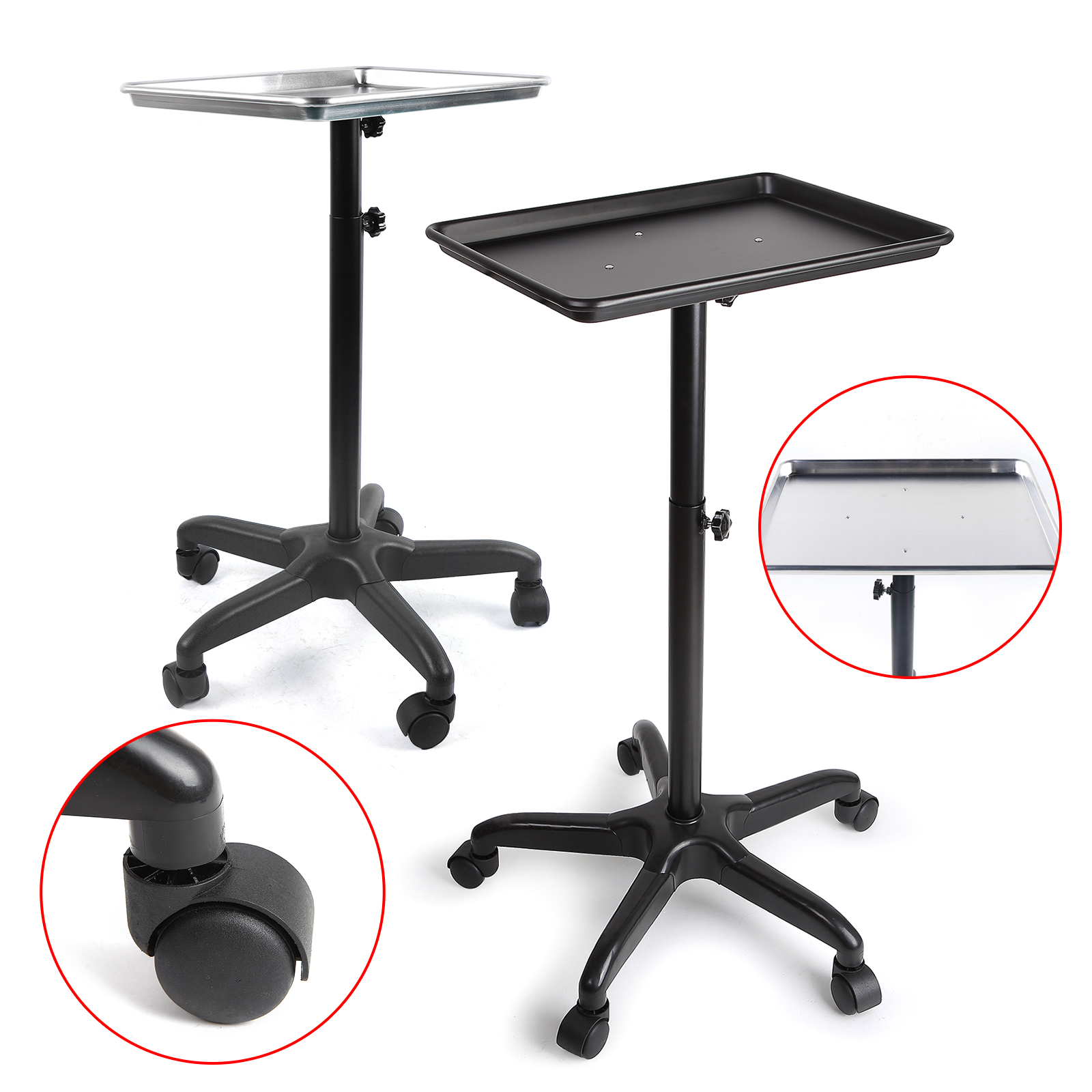 Salonwagen mit sternförmiger Basis und glattem Tablett für Friseur- und Schönheitsbedarf