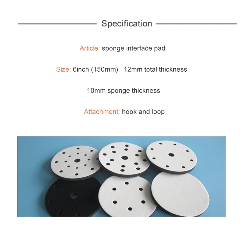 6 Inch 15 Holes Interface Sanding Pad Interface Pad 1 Pcs 150mm Diameter Soft Buffer Sponge Interface Cushion Pad for Sanding