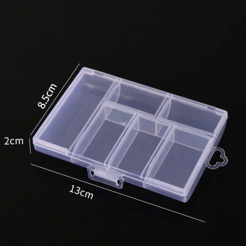 Caja de almacenamiento de joyería, caja de almacenamiento transparente de doble hebilla para pendientes y anillos, organizador de almacenamiento de accesorios para taladro de uñas