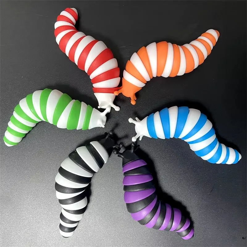 สีสัน Slug Snail ของเล่นข้อต่อยืดหยุ่น 3D Slug Fidget ของเล่นทุกวัยบรรเทา Anti-ความวิตกกังวล Sensory ของเล่นเด็ก