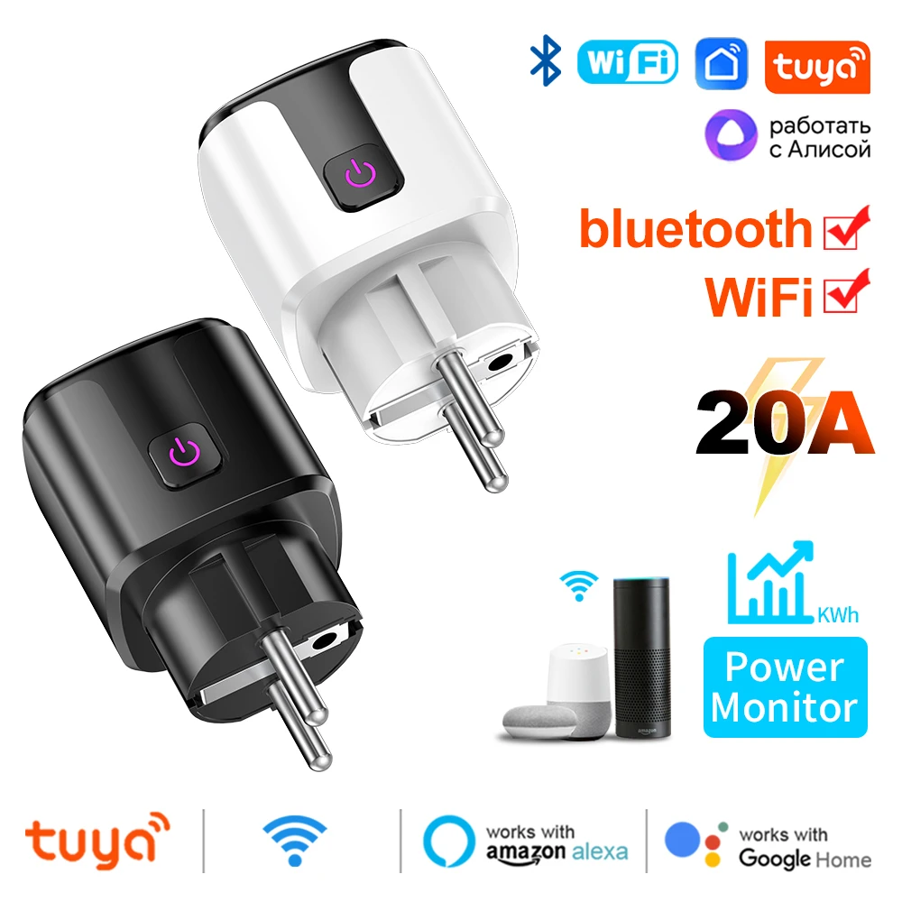 Tuya Smart WiFi + Bluetooth Розетка Европейского Стандарта С Таймером Мониторинга Мощности Голосовое Управление Для Google Ho...