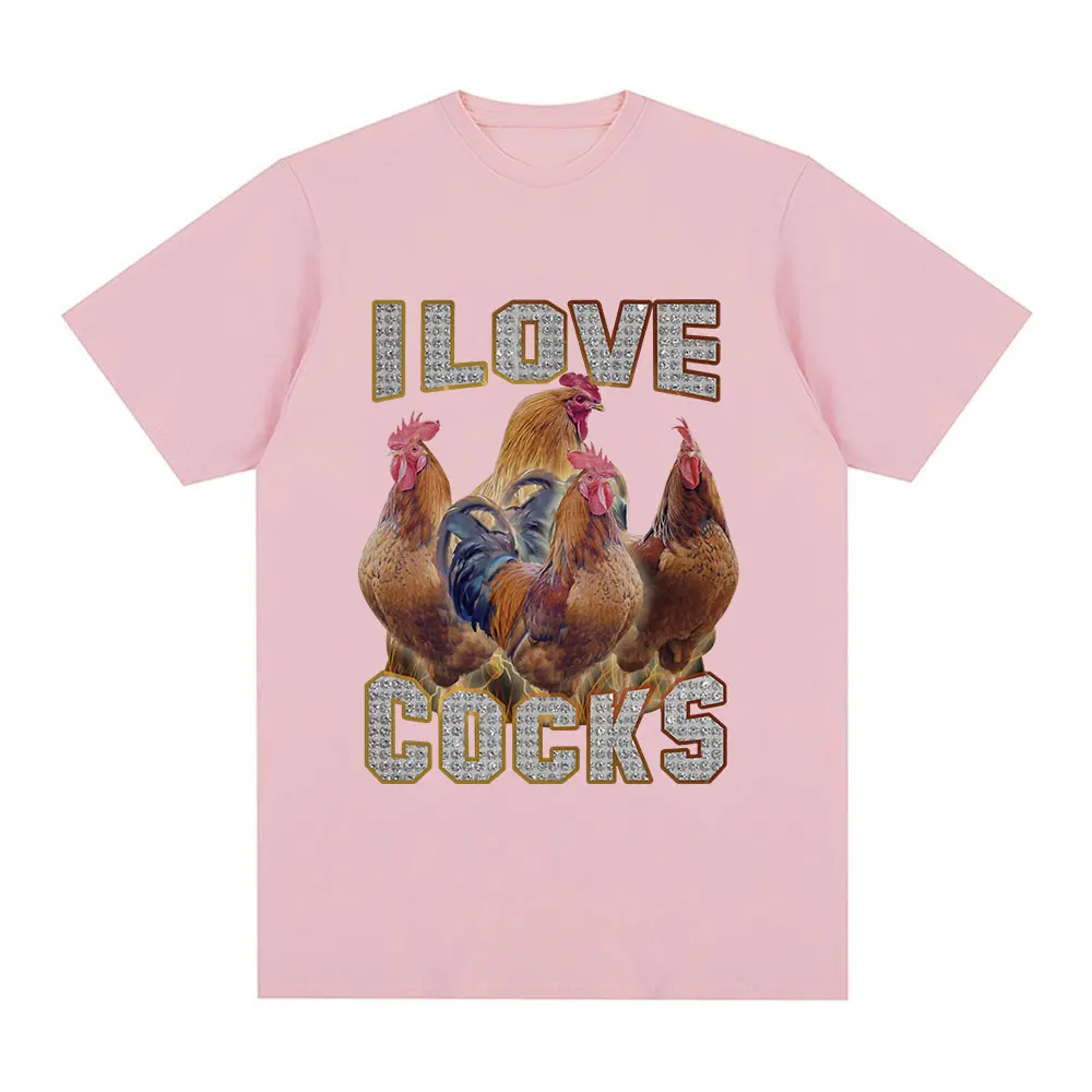 I Love Cocks 面白いオンドリミーム Tシャツ鶏愛好家半袖 Tシャツ女性の特大 Tシャツストリート服