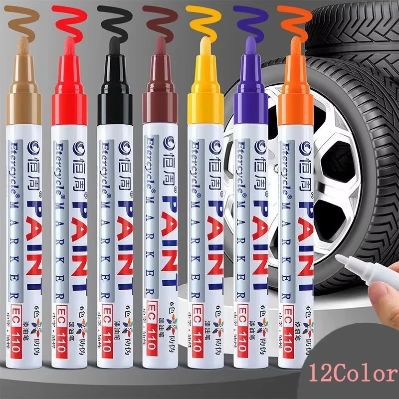 2 Stuks gekleurde Permanente Verf Pen Kleurrijke Banda Marcadores Borracha Autoband Loopvlak Marcadores Pennen Sneldrogend Waterdicht voo