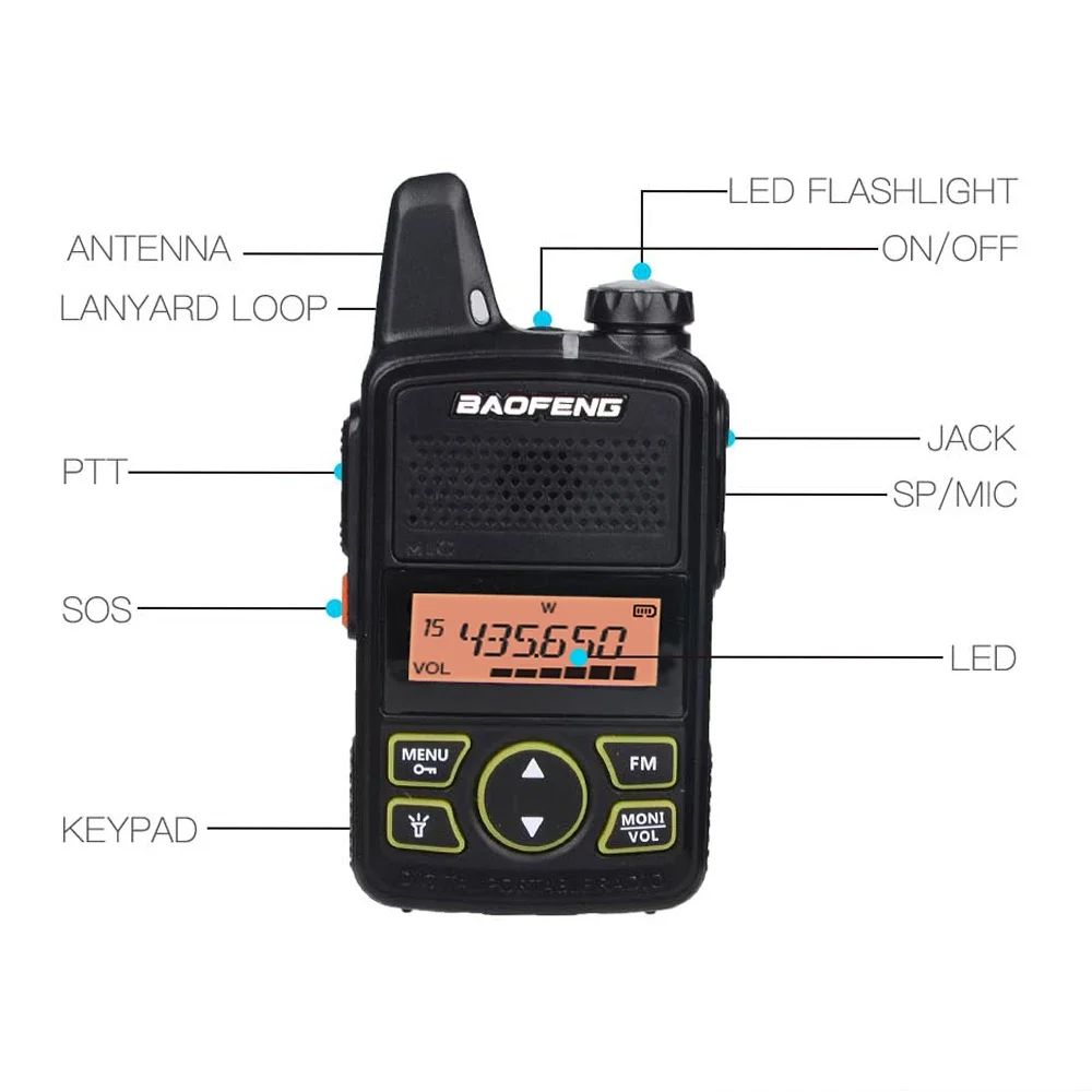 Baofeng BF-T1 Mini Walkie Talkie UHF แบบใช้มือถือวิทยุ Bft1วิทยุแบบพกพา FM Transceiver เด็ก5Km CB วิทยุ Intercom