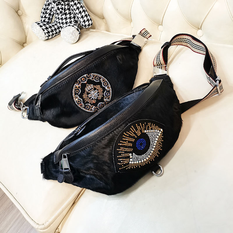 トレンディな高品質レザー馬の毛ファッショナブルなダイヤモンドがちりばめられた軽量クロスボディバッグ女性のためのスタイリッシュな新モデル