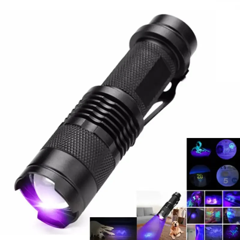 Lanterna ultravioleta arma de autodefesa lâmpada elétrica recarregável lanterna tática sobrevivência portátil holofote suprimentos