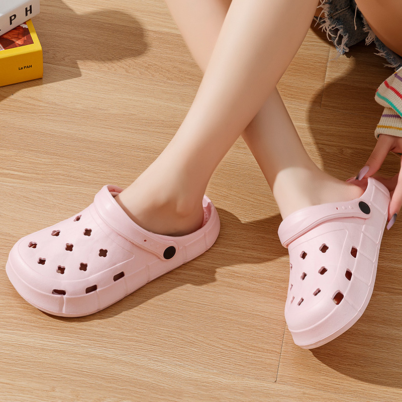 ผู้หญิงรองเท้าแตะกันน้ําฤดูร้อนกลางแจ้งผู้หญิงสไลด์ EVA Soft Sole รองเท้าในร่มรองเท้าแตะสีทึบรองเท้า
