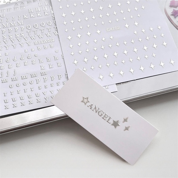 MINKYS New Arrival 3pcs Set Silver Letters + Starburst + Star Kpop Toploader Decorative Stickers Stationery