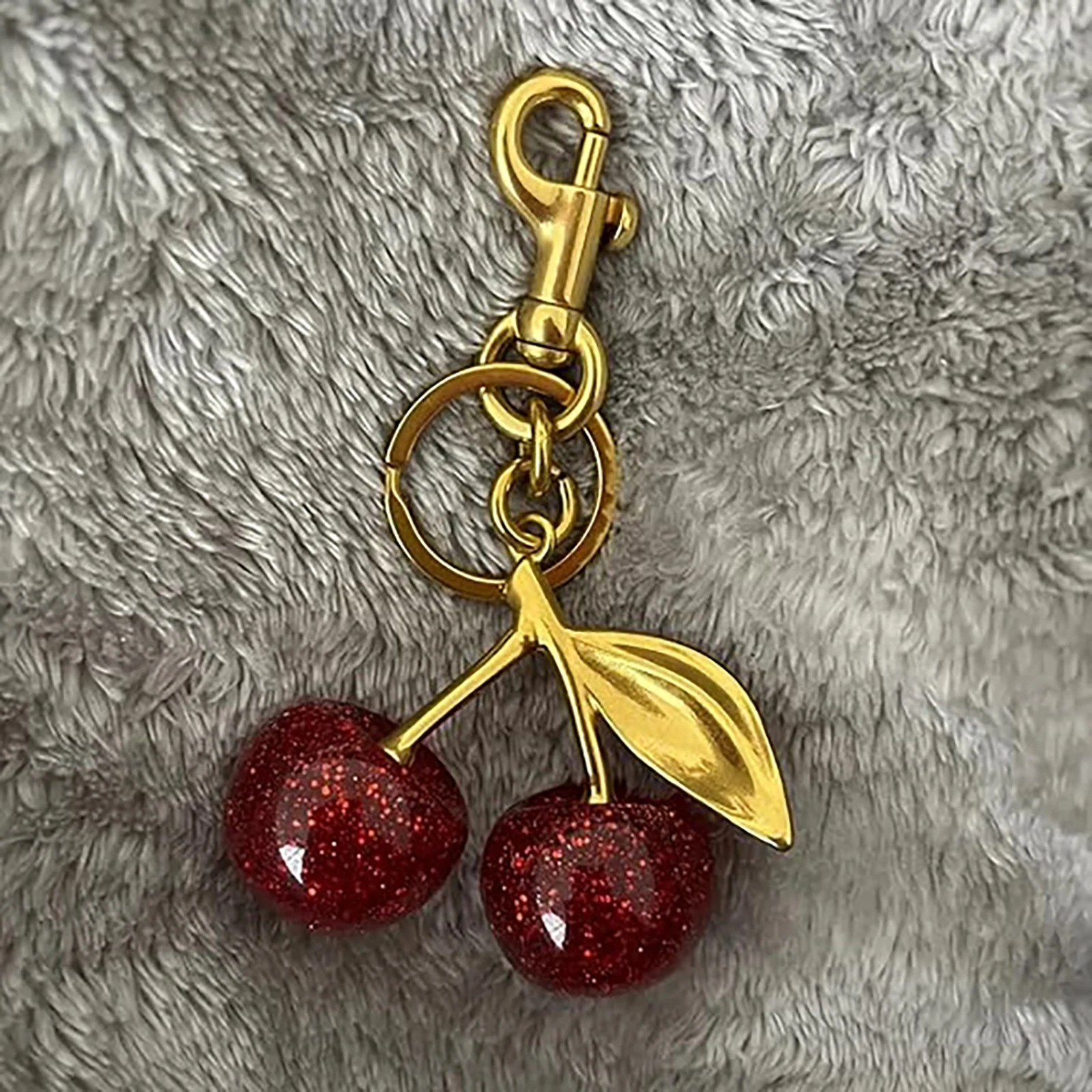 Portachiavi alla moda con ciliegia rossa, frutta estiva, ciliegie, portachiavi con ciondolo per donna, uomo, borsa per gioielli, accessori regalo