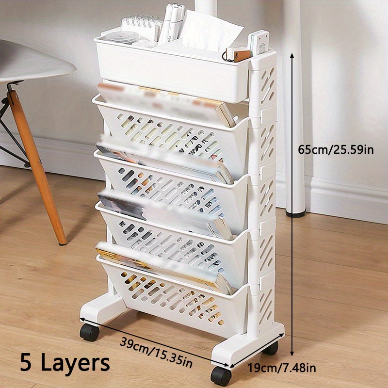 Organizador móvel de plástico com rodas |     Prateleira multicamadas para livros/escritório/sala de aula