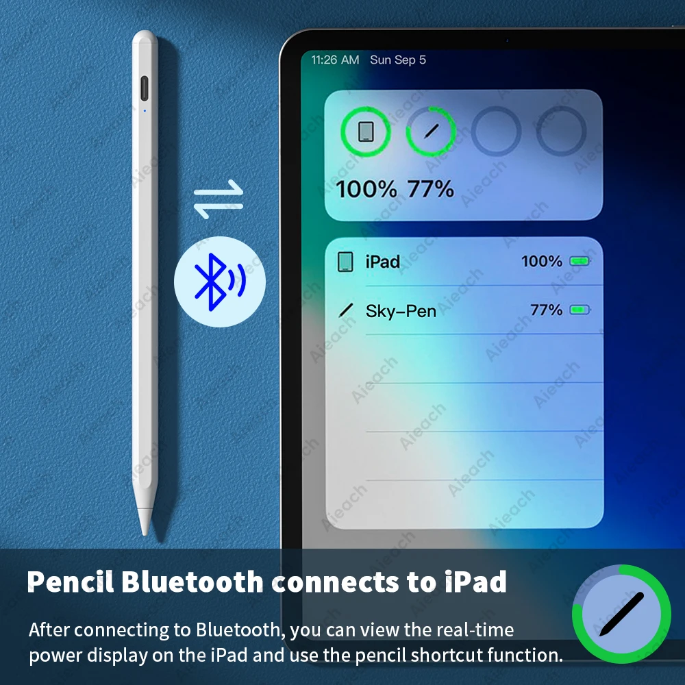 For Apple Pencils Bluetooth Stylus for iPad 2018-2025 Write Draw For Apple Pencil 2 iPad Pen with Tilt Sensing Palm Rejection