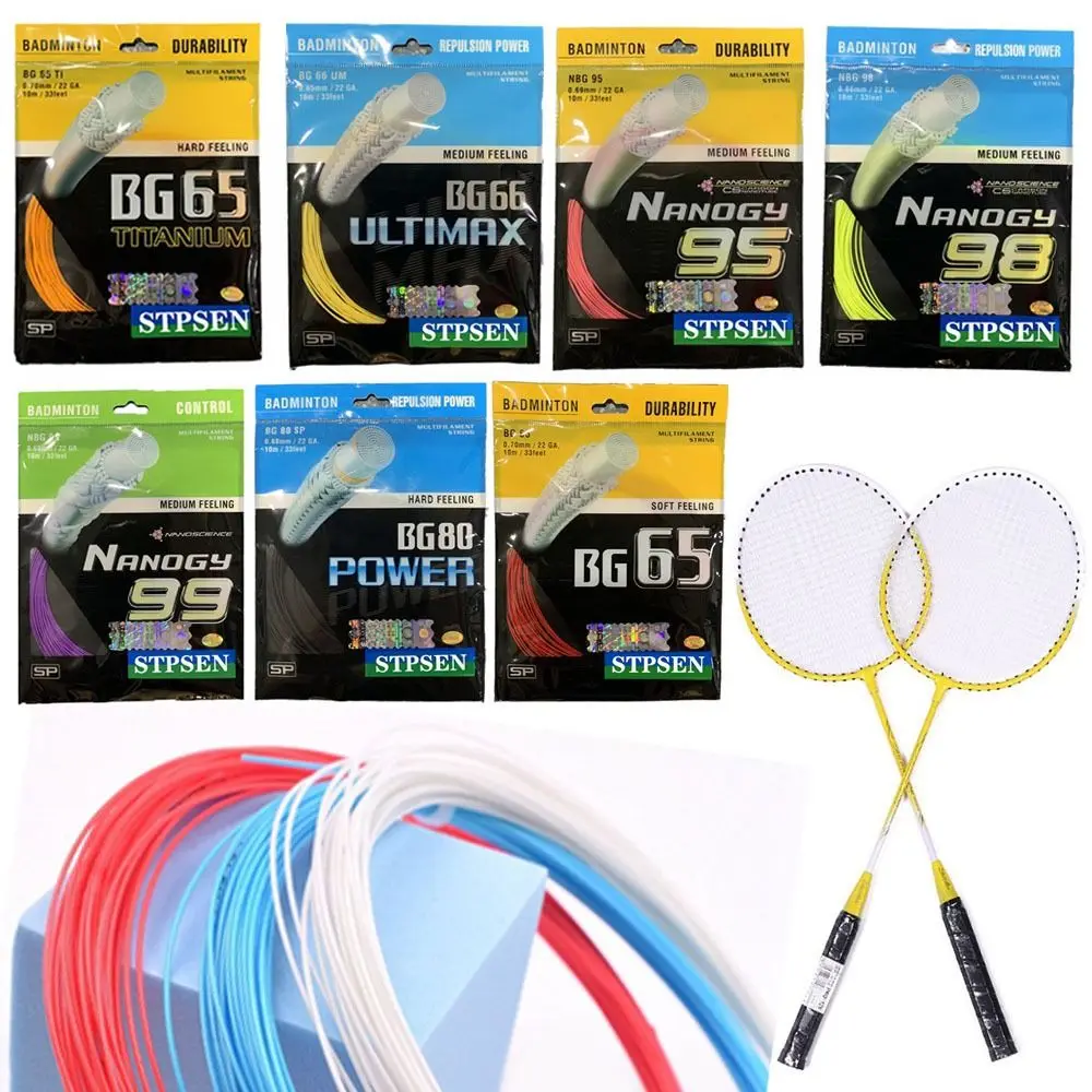 Cuerda de raqueta de Bádminton de Color aleatorio, alambre de raqueta de Bádminton de alta calidad, diámetro de 0,7mm, longitud de 10M, BG65, BG65Ti
