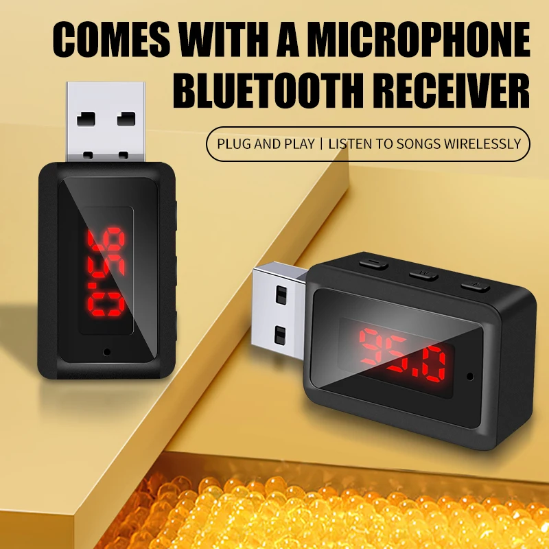VAORLO-transmisor FM Bluetooth 5,3 para coche, adaptador de Audio inalámbrico USB con micrófono, llamadas manos libres, música para Audio de coche