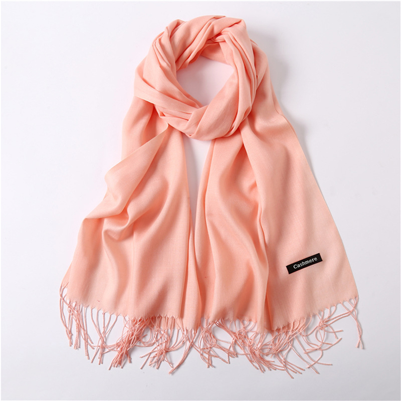 패션 솔리드 컬러 2024 여성 스카프 겨울 Hijabs Tassels 긴 레이디 Shawls 캐시미어 Pashmina Bandana 스카프 랩 Echarpe