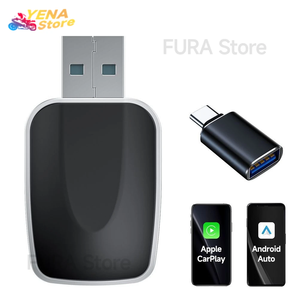 Adaptor CarPlay berkabel 2-in-1 ke nirkabel dan konektivitas plug-and-play adaptor nirkabel Android Auto