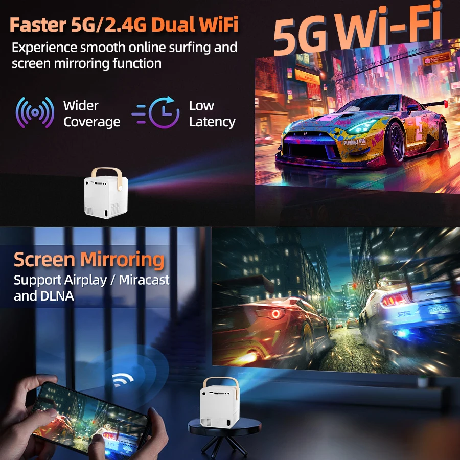 2025 nowy ultra-jasny inteligentny projektor 5G do domowej sypialni projekcja o bardzo wysokiej rozdzielczości ścienna HD mały teatr mini4K studentTV