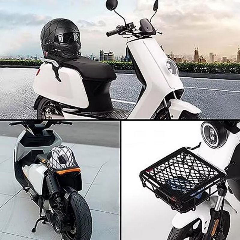 Motorcycle Cargo Net High Elastic Double Layer Motorcycle Net for Helmet Storage 10"X11" Bungee Cargo Net with Hooks Luggage Net