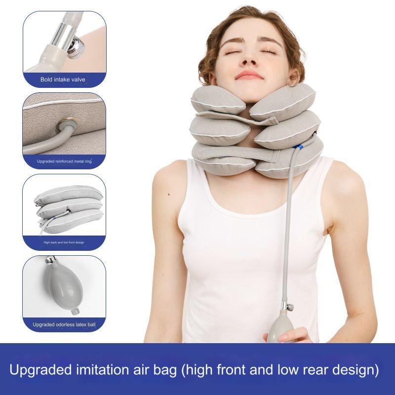 Retractor Cervical, tratamiento para enfermedades del cuello, almohada de estiramiento, ortopédico inflable, protección muscular