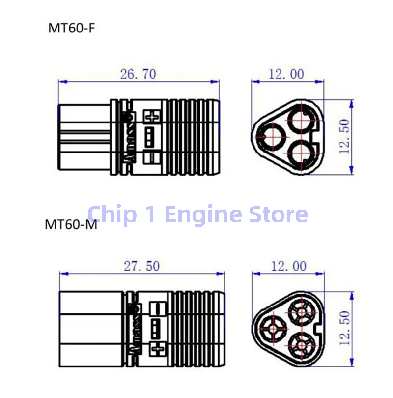 For Amass  Connector with Sheath Set for FPV Multicopter Quadcopter Airplane MT60 Male Female 3.5mm Plug