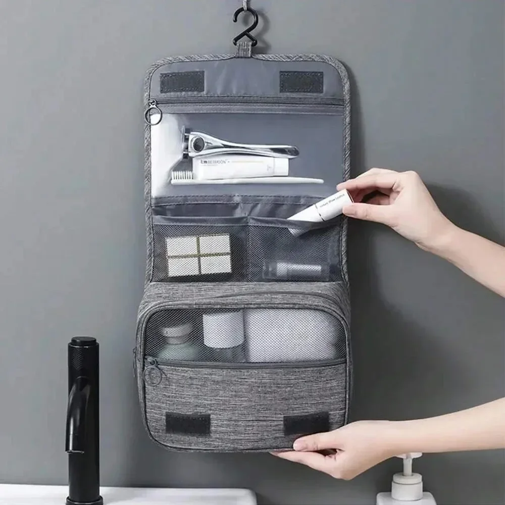 Trousse de toilette pliable, boîte de rangement, sac de rangement suspendu, trousse de maquillage de salle de bain