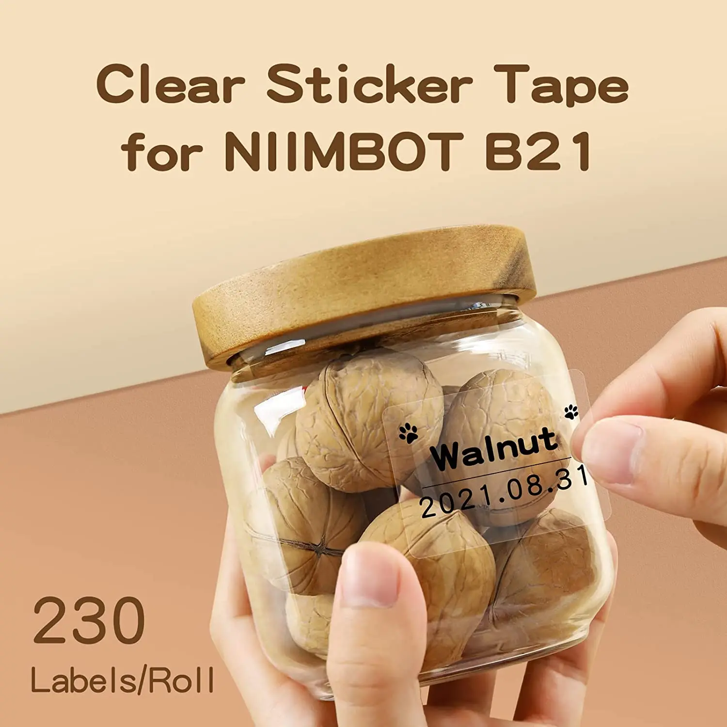 Niimbot-papel de impresión de etiquetas B21/B203/B3S/B1, adhesivo transparente con nombre, impermeable, autoadhesivo de dibujos animados