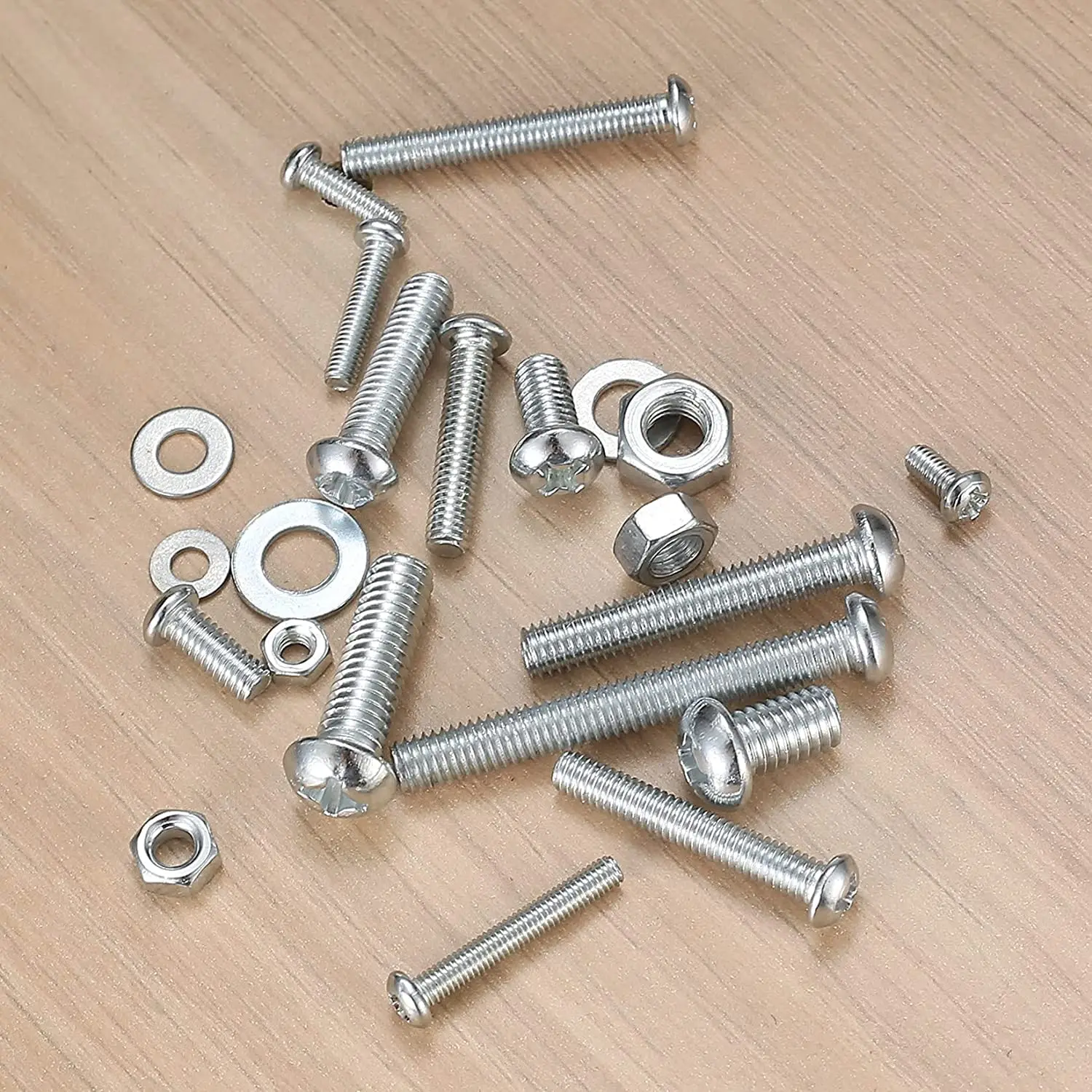 1080pc  screw bolt and nut and flat washer combination kit, metric,M3/M4/M5/M6 cross slotted flat head hexagon bolt and nut set