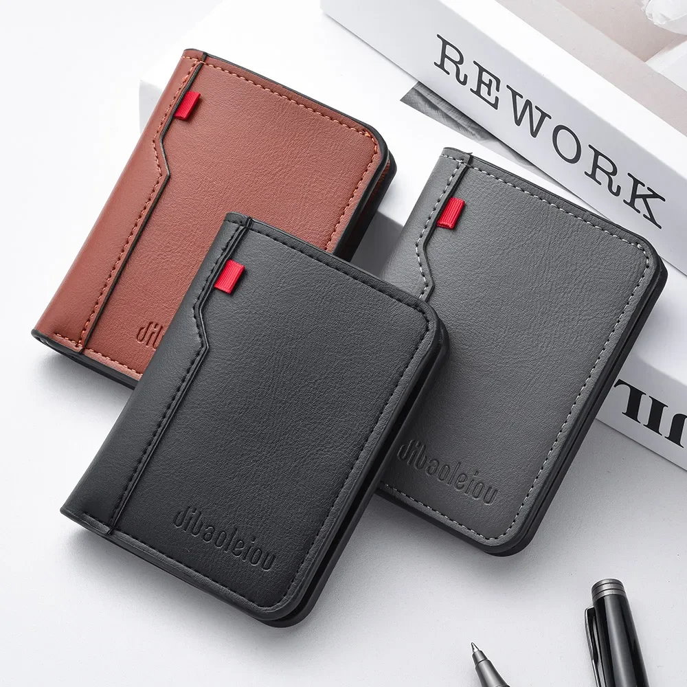 1Pc Ultra-thin Mini Soft PU Leather Credit Card Wallet Holder Short Vertical High Quality Men's Wallet Card Holder Luxury Purse