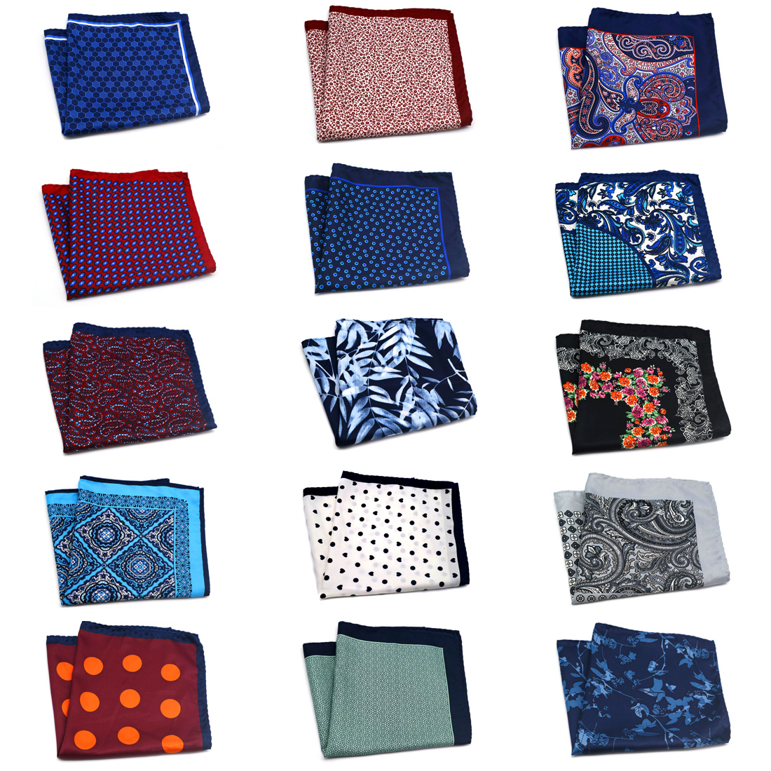 Großhandel 15 Stück Herren Einst eck tücher 12,5 in großen seidigen Blumen Einst ecktuch für Männer Frauen Taschen tücher Set sortiert