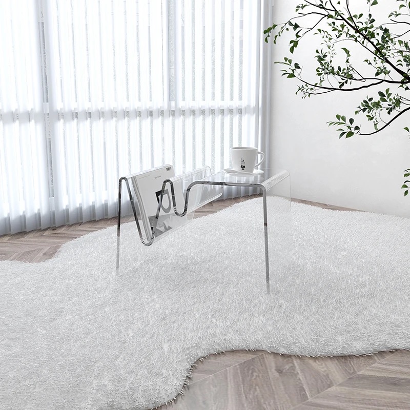 Designer Creative Acrylic Sofa Small Side Coffee Table Magazine Rack Bookshelf Living RoomTransparent Tea Table Beside Sofa INS