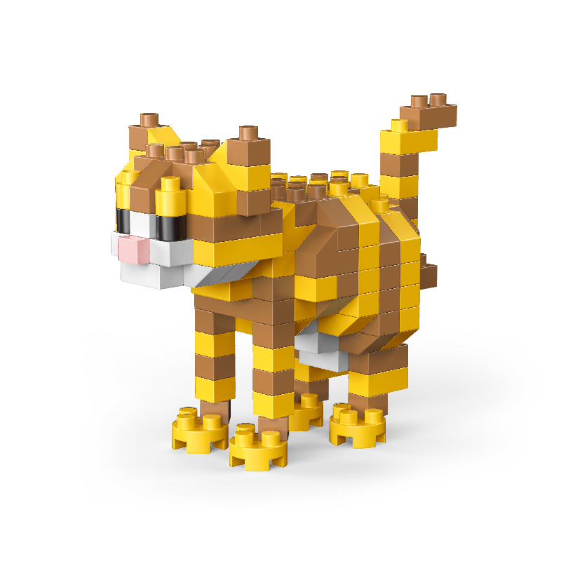 Śliczny model kota Klocki konstrukcyjne Pomarańczowy kot Tygrys Koc w cętki Krowa Kot Prezent dla dzieci Zabawka edukacyjna Zabawki dla dzieci Klocki dla zwierząt domowych