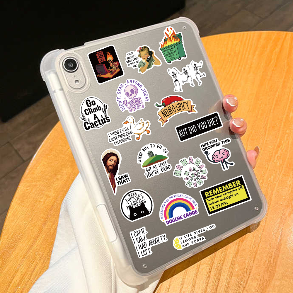 50/100pcs การ์ตูน Snarky MEME สติ๊กเกอร์สําหรับโทรศัพท์สมุดภาพสเก็ตบอร์ดกระเป๋าเดินทางตู้เย็น Graffiti ความงามสติกเกอร์