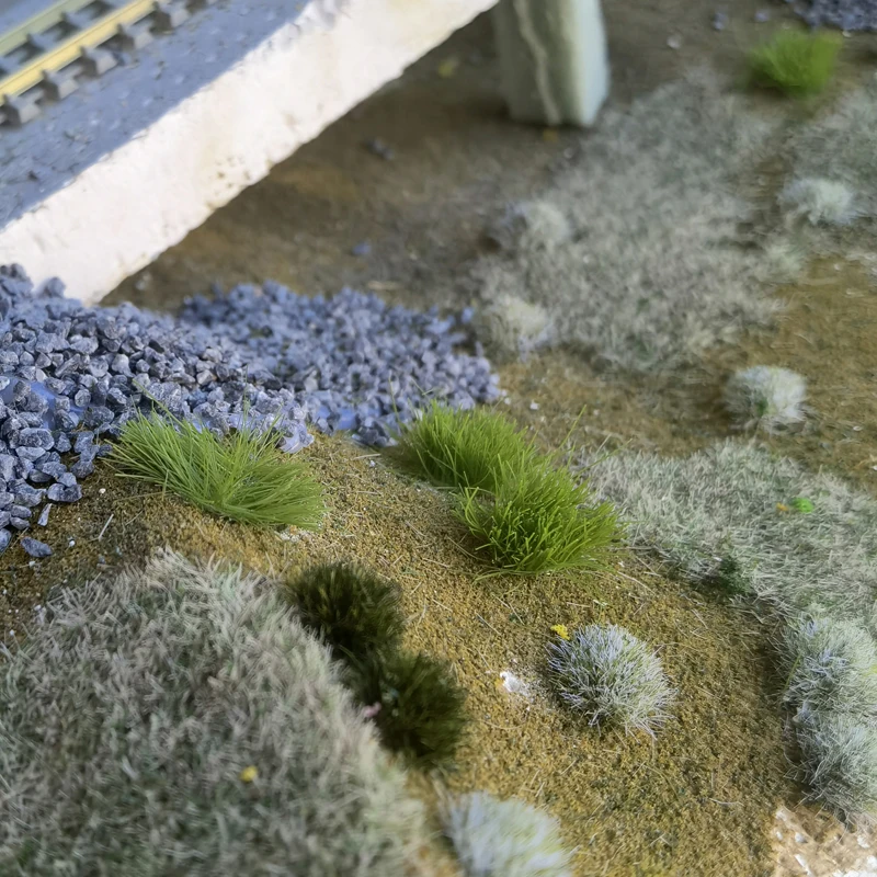 Modelo de cluster de grama, tufos de grama artificial, material de cenário, arbustos de grama estáticos autoadesivos, cluster de plantas verdes em miniatura