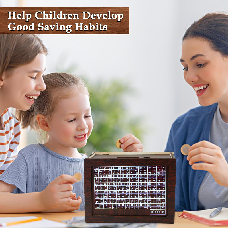 1000/2000/3000/5000/1000ユーロお金箱木製子豚銀行金庫貯金箱チャレンジ現金貯金箱