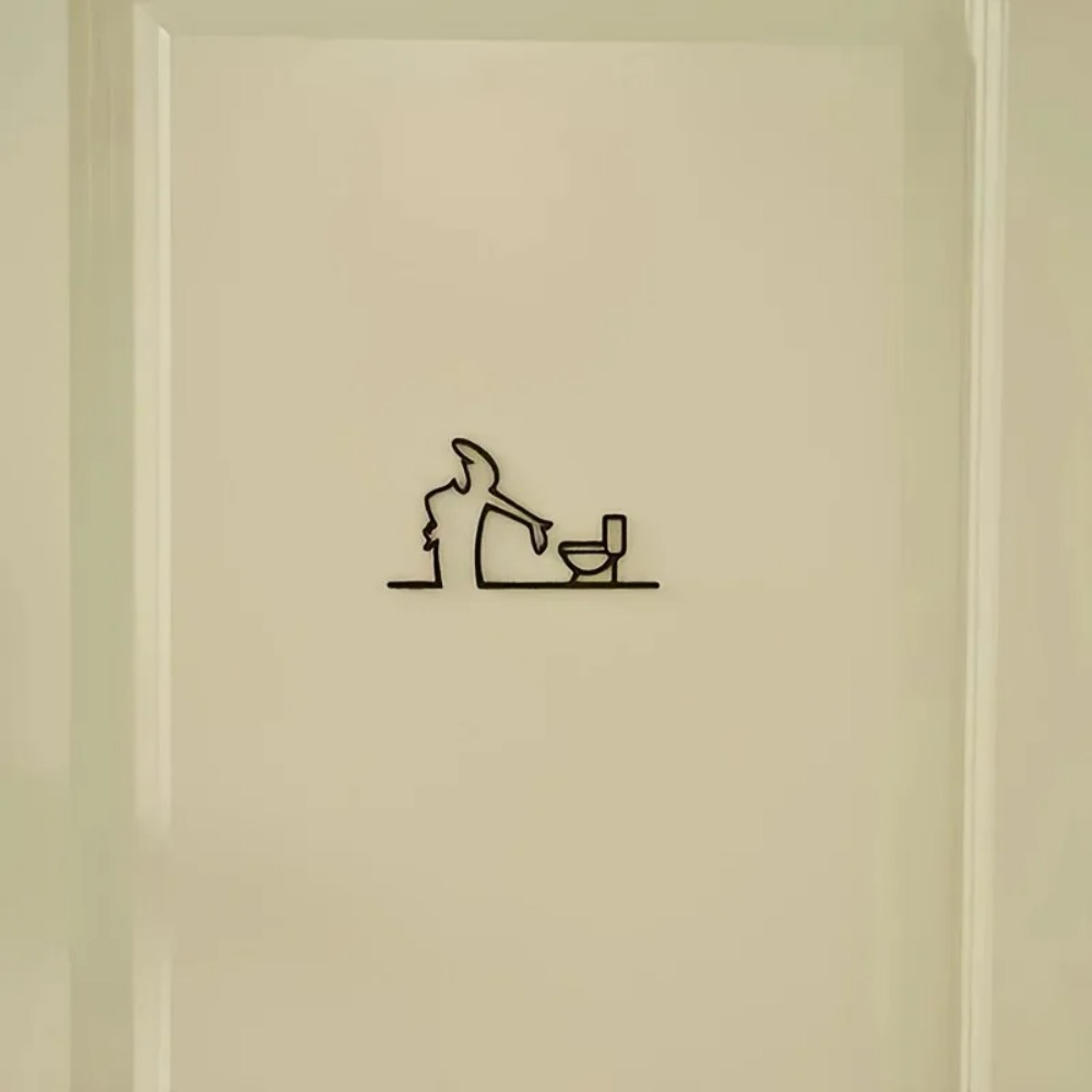 2D Flat, High-Quality 2D Flat Metal Self-with holes, Black Frame Modern Home Decor for Bathroom - Easy to Install Wall Art