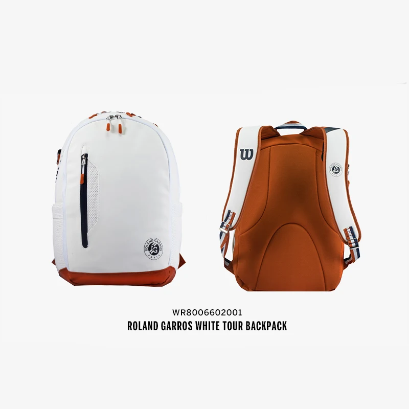Wilson Roland Garros Clay กระเป๋าเทนนิสภาษาฝรั่งเศสคําเปิดทัวร์ที่ระลึกไม้เทนนิสกระเป๋าเป้สะพายหลังสูงสุดสําหรับ 2 ไม้พร้อมช่อง