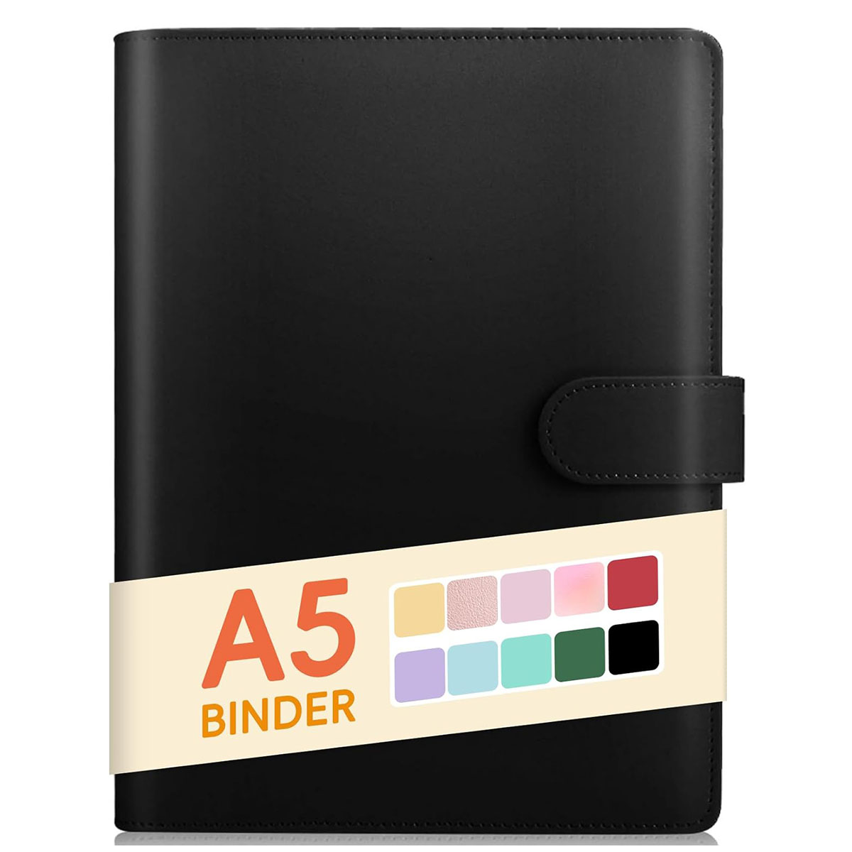 Carpeta A5 de cuero PU, cubierta de carpeta de cuaderno de 6 anillas para papel de relleno A5, carpeta de planificador Personal A5 recargable con magnético