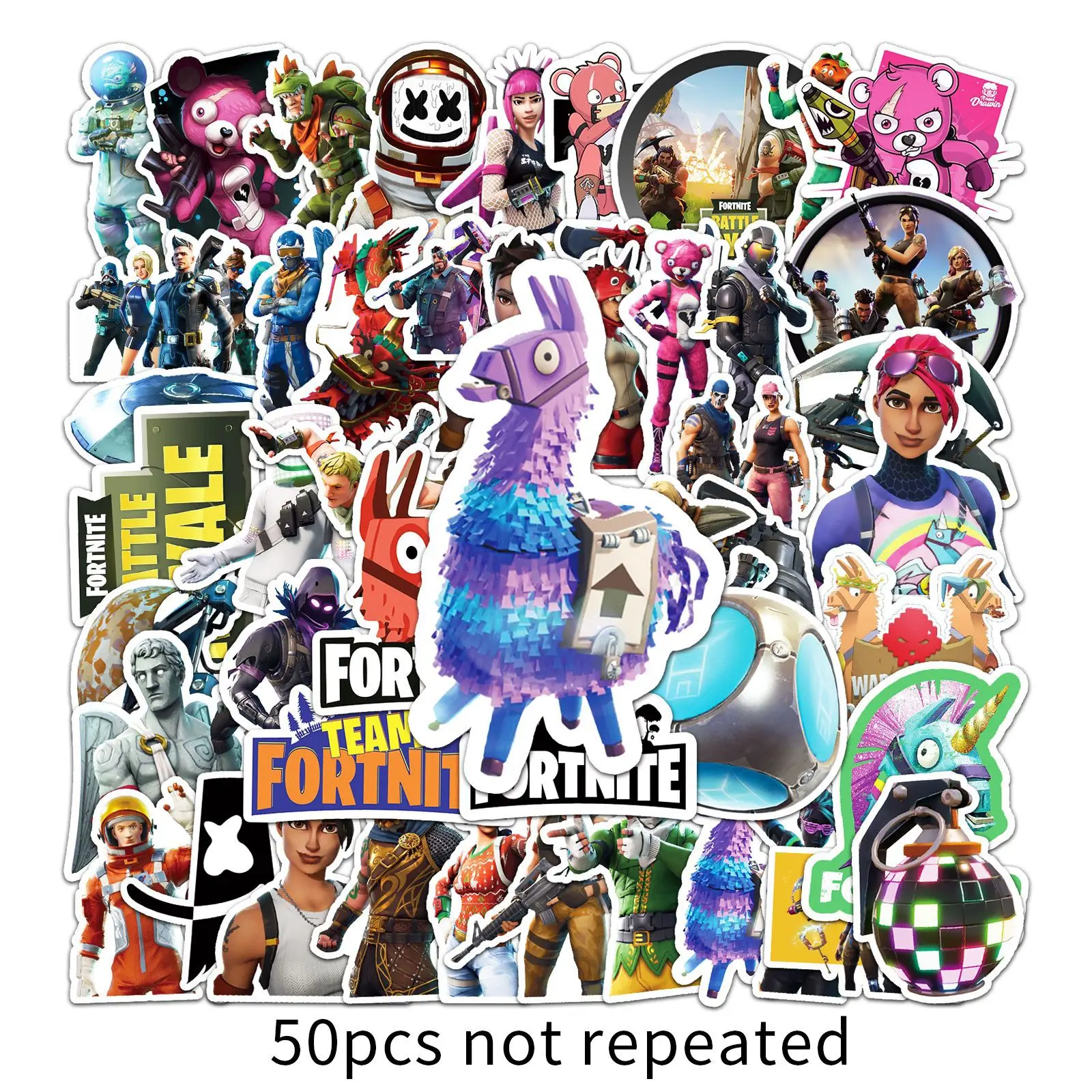 50pcs Fortnite Game Character Suitcase Graffiti Scooter Computer Tablet Cartoon Decoration Waterproof Sticker