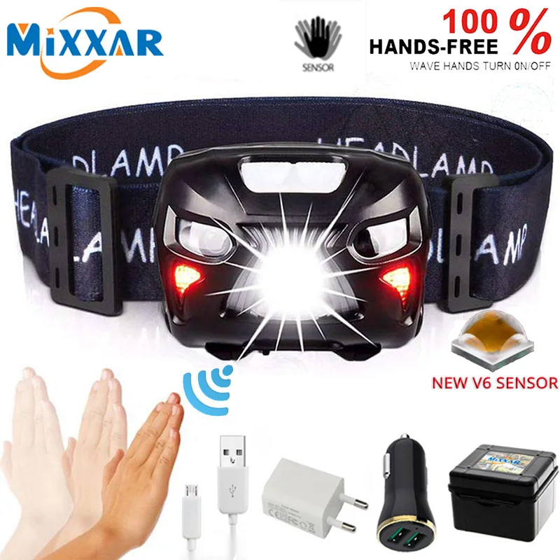 Linterna frontal LED ZK20, Mini faro con Sensor recargable por USB, luz de Camping para motocicleta, linterna portátil EDC