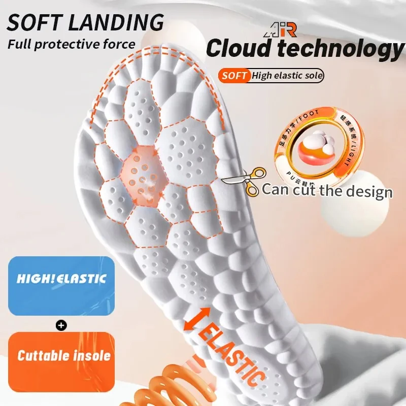 กีฬา Insoles สําหรับรองเท้า 4D Shock Absorption ระงับกลิ่นกาย Breathable Cushion Running Insoles สําหรับฟุตผู้หญิง
