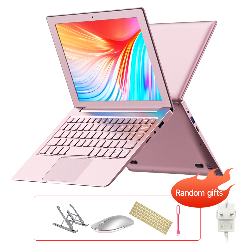TOPOSH portable 10.1-inch mini pink laptop, Windows 11,12 GB+128 GB SSD， 4-core processor, Intel J4125， Scalable up to 2 TB, Blu