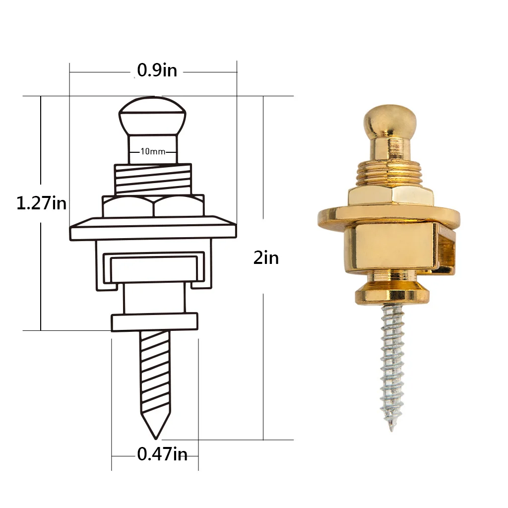 2 ชิ้นกีตาร์เบสล็อคสาย Skidproof StrapLock ล็อคหมุด Pins, สายคล้องกีตาร์ปุ่ม Pins โลหะกีต้าร์อุปกรณ์เสริม