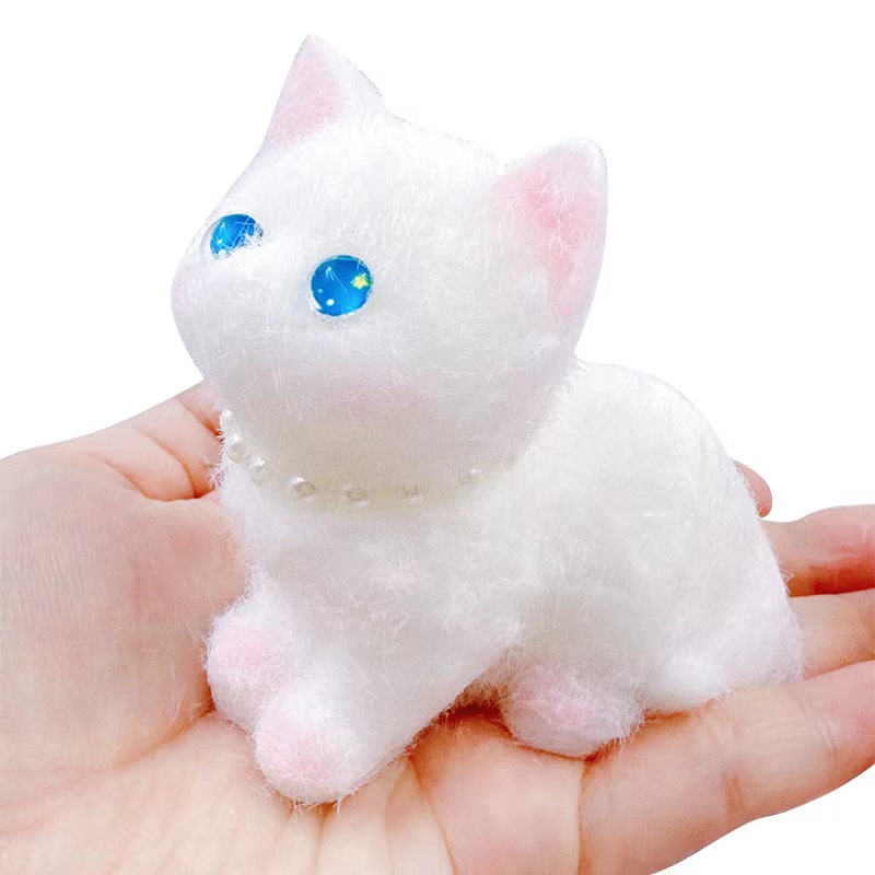 Squishy Fluffy Kawaii gato blanco ojos azules gato persa juguetes inquietos niña cumpleaños lindo regalo dedo juguete alivio del estrés juguetes mascotas